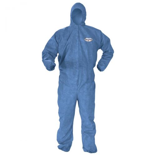 Kleenguard Chemical Resistant Suit, A60 Bloodborne Pathogen Chemical Splash Protection Coveralls, Hood, 3Xl, Blue, 20 Garments / Case 45026