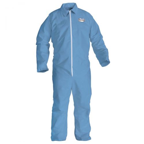 Kleenguard A65 Flame Resistant Coveralls, Zip Front, Open Wrists Ankles, Ansi Sizing, Anti-Static, Blue, Large, 25 / Case 45313