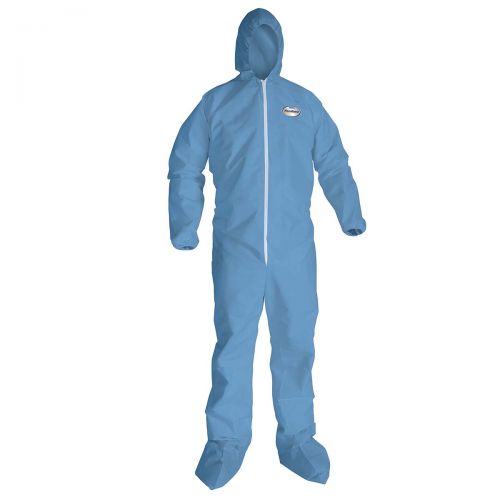 Kleenguard A65 Flame Resistant Coveralls With Hood Boots, Zip Front, Elastic Wrists Ankles (Ewa), Blue, 3Xl, 21 Garments / Case 45356