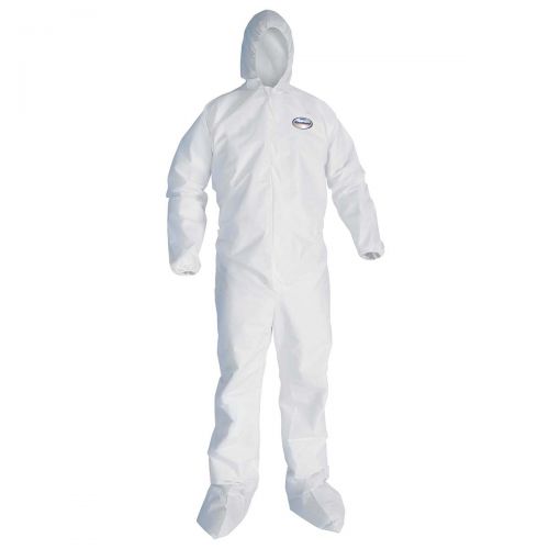 Kleenguard A30 Breathable Splash & Particle Protection Coveralls Reflex Design Hood Boots Zip Front Boots Elastic Wrists White 2Xl 25/Case 46125