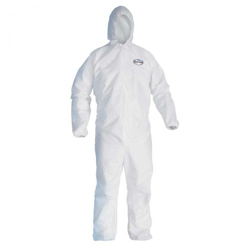 Kleenguard A20 Breathable Particle Protection Hooded Coveralls, Reflex Design, Zip Front, Elastic Wrists Ankles, White, Xl, 24 / Case 49114
