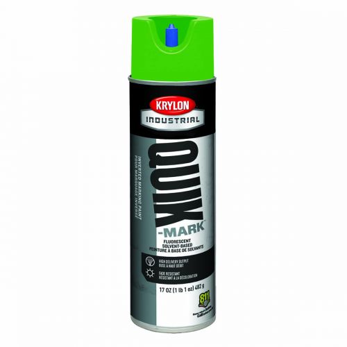 Krylon Industrial Quik-Mark Solvent-Based Inverted Marking Paint, Fluorescent Neon Green A03614007