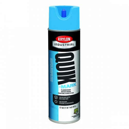 Image of Krylon Industrial Quik-Mark Water-Based Inverted Marking Paint, Fluorescent Caution Blue A03620004