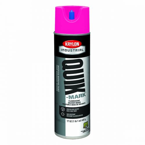 Image of Krylon Industrial Quik-Mark Solvent-Based Inverted Marking Paint, Fluorescent Hot Pink A03622007
