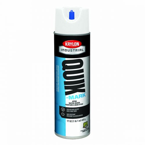 Krylon Industrial Quik-Mark Water-Based Inverted Marking Paint, Apwa Brilliant White A03901004