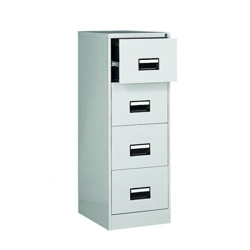 Contract 4 drawer filing cabinet with recessed handle. Grey