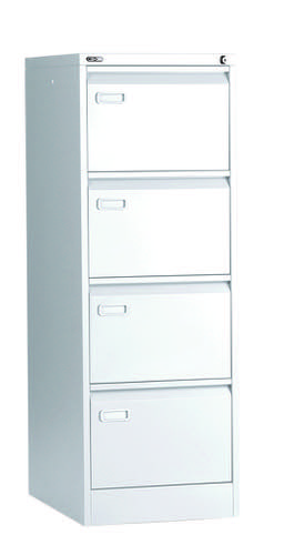 Mainline 4 drawer filing cabinet with swan neck grip handle. White