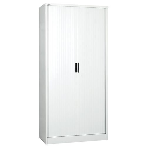Side opening tambour, supplied EMPTY, 1981h x 1000w x 486d. White
