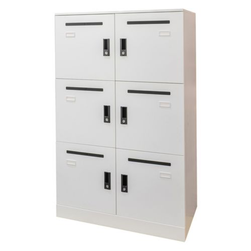 6 Door Office Locker With Mail Slot, 1375H X 8000W X 486D, White