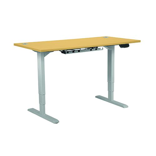 1200 Height Adjustable Desk, 1200W x 800D x 630-1250H, Beech top, Silver frame