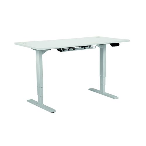 1200 Height Adjustable Desk, 1200W x 800D x 630-1250H, White top, Silver frame
