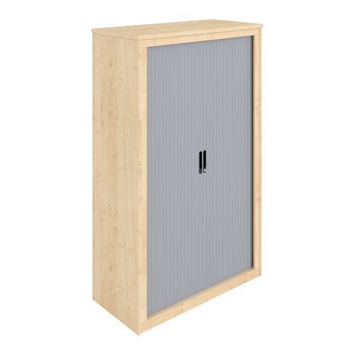 System Storage Tambour Cupboard, 1100W X 531D X 1800H, 25mm Modern Oak Wood, Supplied Empty