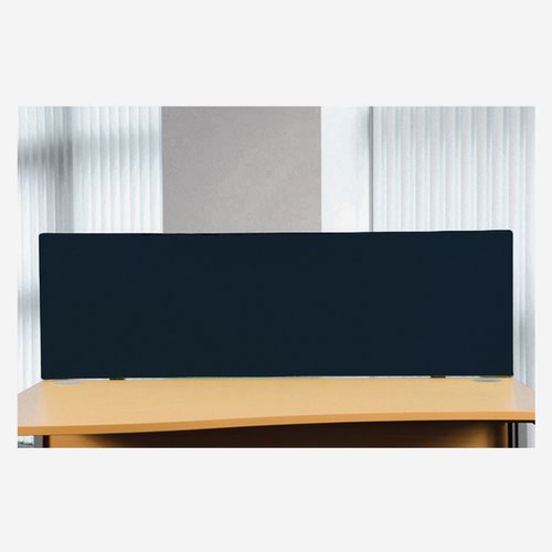 Desk Top Screen 1600W X 400H, Non-Linking, Silver PVC Trim, Cara Black EJ138 Fabric