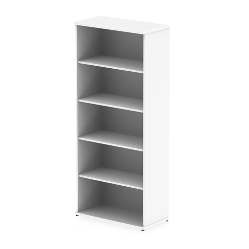 Impulse 5 Shelf Bookcase in White (Height 2000mm)
