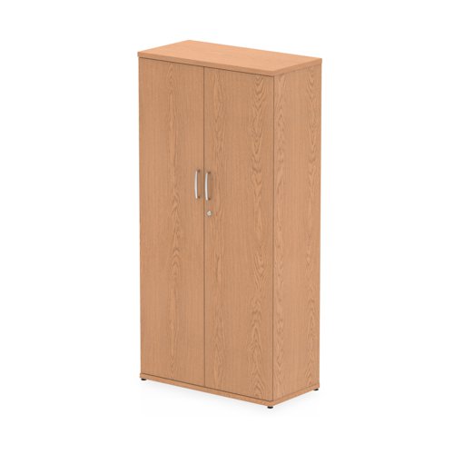 Impulse Double Door Cupboard with Steel Handles in Oak  (Height 1600mm)