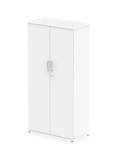 Impulse Double Door Cupboard with Steel Handles in White (Height 1600mm)