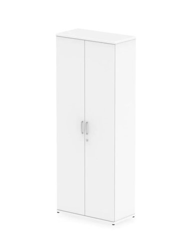 Impulse Double Door Cupboard with Steel Handles in White (Height 2000mm)