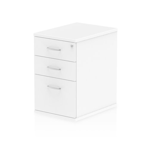 Impulse Three Drawer Desk High Pedestal with Lockable Drawers in White