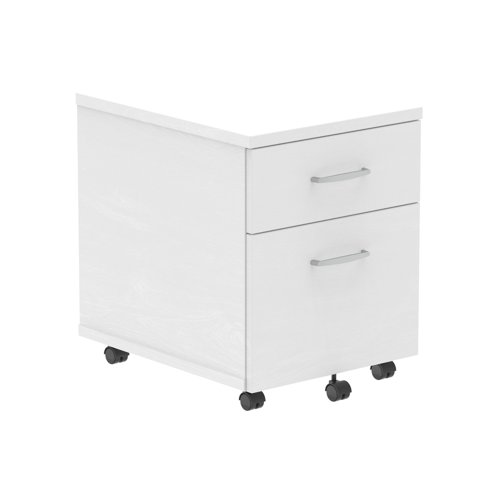 Impulse Two Drawer Mobile Pedestal with Lockable Drawers in White