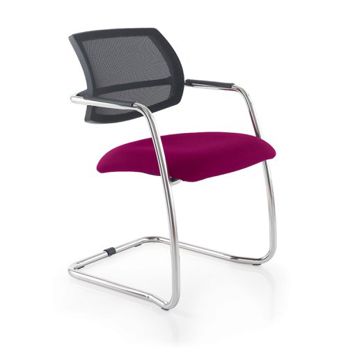 Malla Mesh Back Chrome Cantilever Armchair with Fixed arms