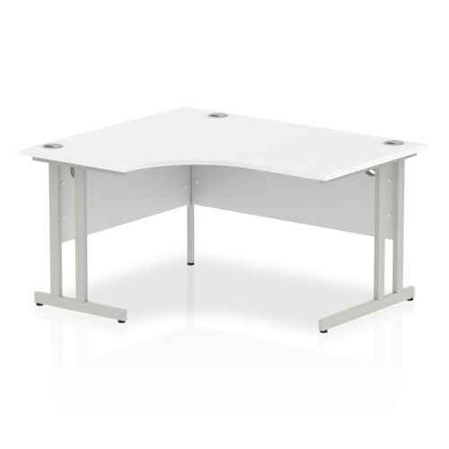 Impulse Left Crescent Desk with Cantilever Desk in White (1600mm)