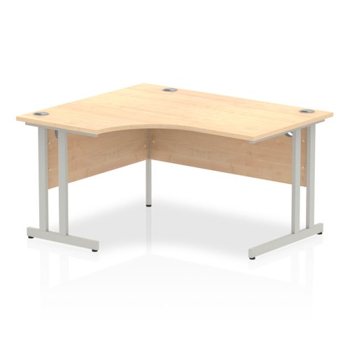 Impulse Right Crescent Desk with Cantilever Desk in Oak  (1600mm)