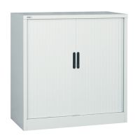 Side opening tambour, supplied EMPTY, 1016h x 1000w x 486d. Grey.
