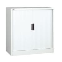 Side opening tambour, supplied EMPTY, 1016h x 1000w x 486d. White.