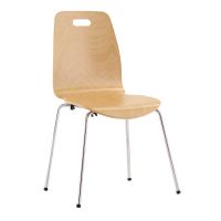 Bistro chair, 4 leg frame in chrome and plywood shell.