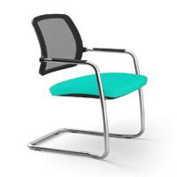 Clifden Chrome Cantilever Armchair, Mesh Back Fabric Band A