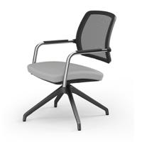 Clifden Chrome Frame Armchair, Chrome Swivel Base, Mesh Back Fabric Band A