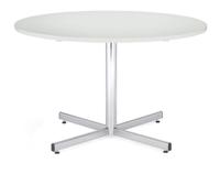 Bistro table, 1000mm diameter melamine top, 740mm high chrome leg. White