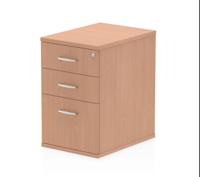 Impulse Three Drawer Desk High Pedestal with Lockable Drawers in Beech 