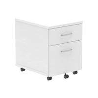 Impulse Two Drawer Mobile Pedestal with Lockable Drawers in White