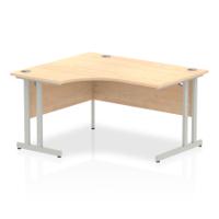 Impulse Left Crescent Desk with Cantilever Desk in Oak (1600mm)