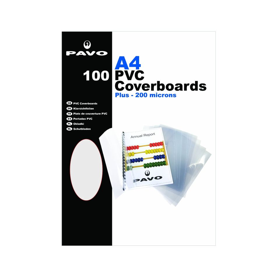 Pavo A4 PVC Clear Covers 200mic Pk100