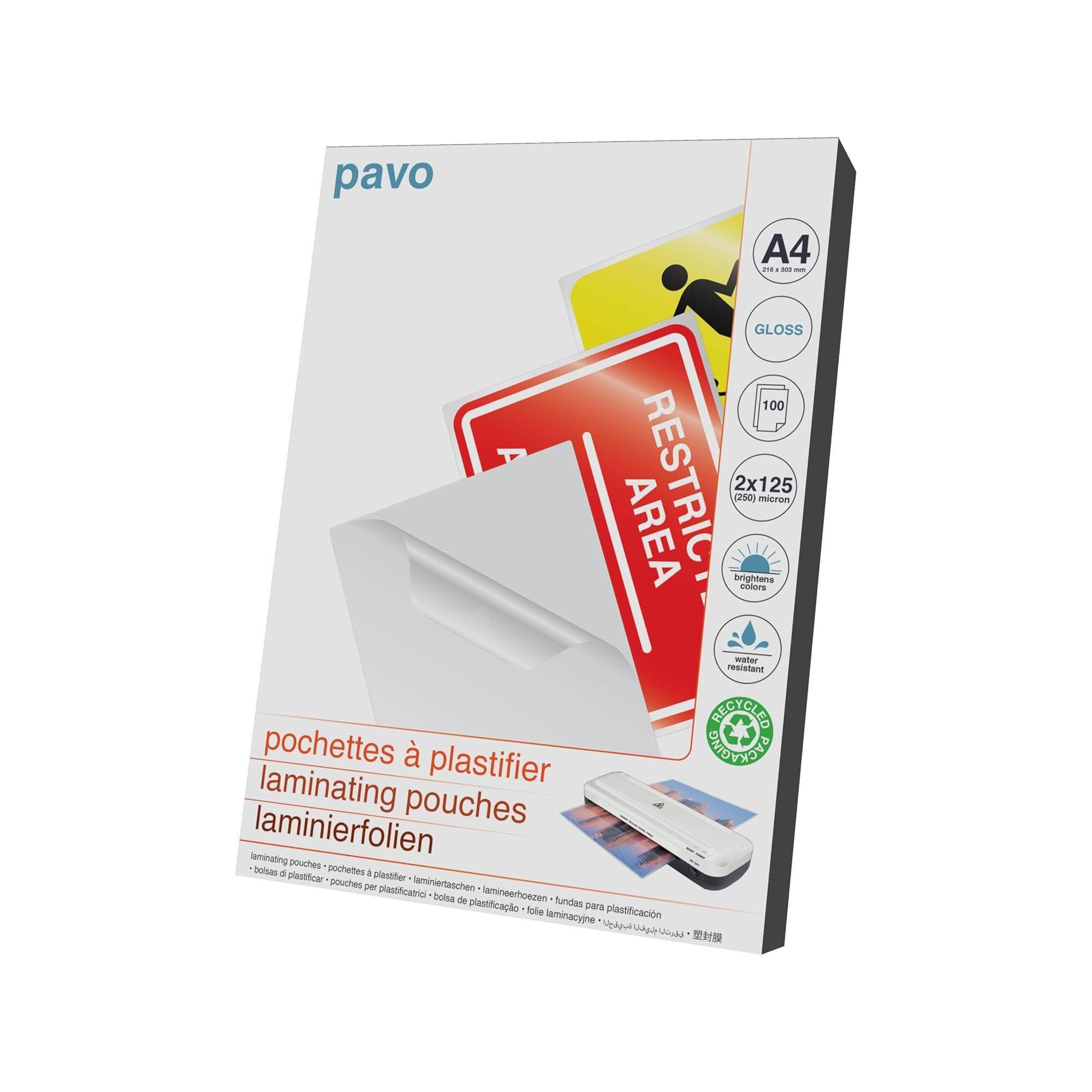 Pavo Laminating Pouch A4 250mic Bx100