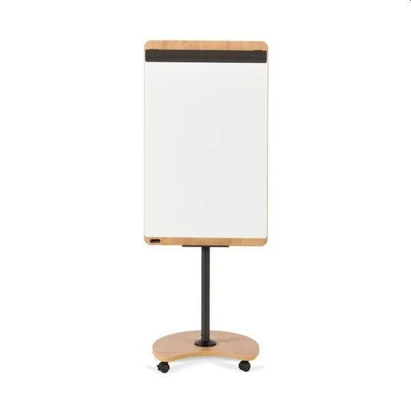 ROCADA NATURAL Mobile Flipchart with Magnetic Dry Wipe Surface, Converts into Table - Oak