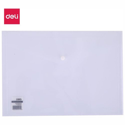 Deli 5505 Button Wallet 160mic A4 Clear Pk10