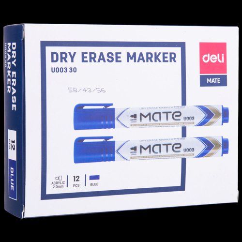 Deli Mate Whiteboard Marker Bullet Blue Box 12 - 105-7248