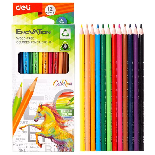 Deli Wood Free Colour Pencils Pk12 - 108-1024