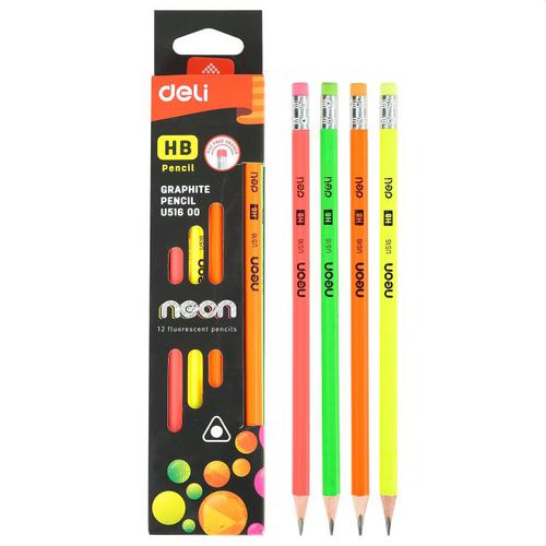 Neon Graphite Pencil With Eraser Pk12 - 108-6088