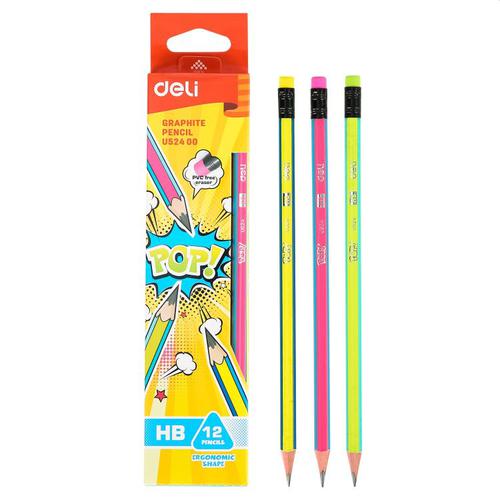 Pop Graphite Pencil With Eraser Pk 12 - 108-6096