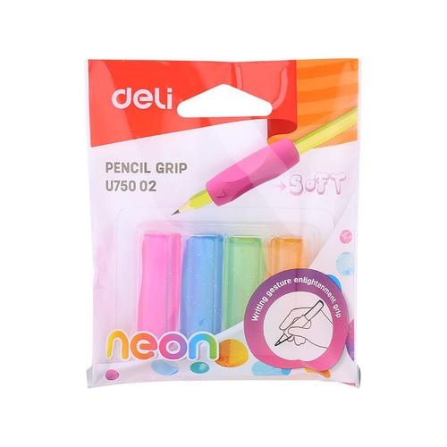 Deli Neon Soft Pencil Grip Card 4 Pk24