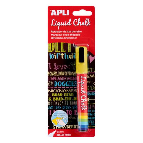 Apli Chalk Marker 5mm Yellow carded - 130-13956