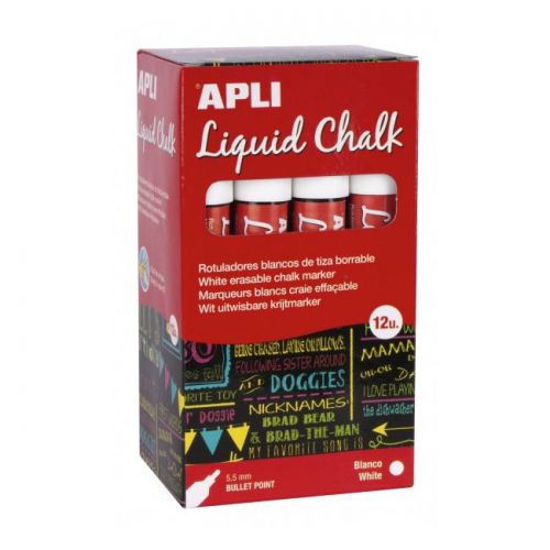 Apli Chalk Marker 5mm White Bx12