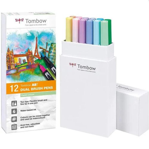 Tombow ABT Dual Brush Pen 12 Pastel colours