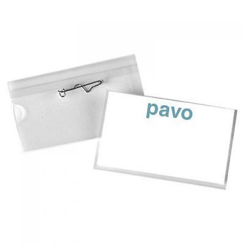 Pavo Security Name Badge With Safety Pin 54x90mm Pack 50 Code 8009206