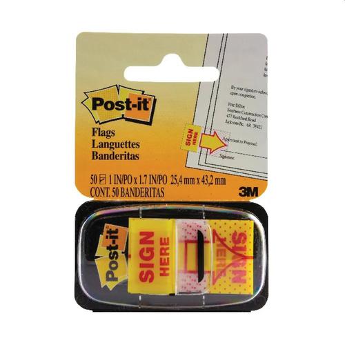 Post-it Index Sign Here Yellow Pk50