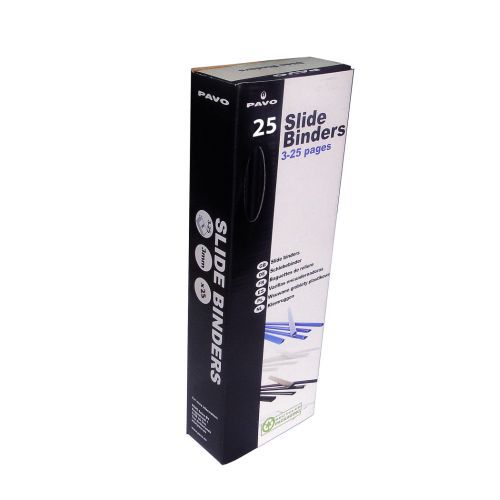 Pavo Slide Binders 8mm, black Pack of 25